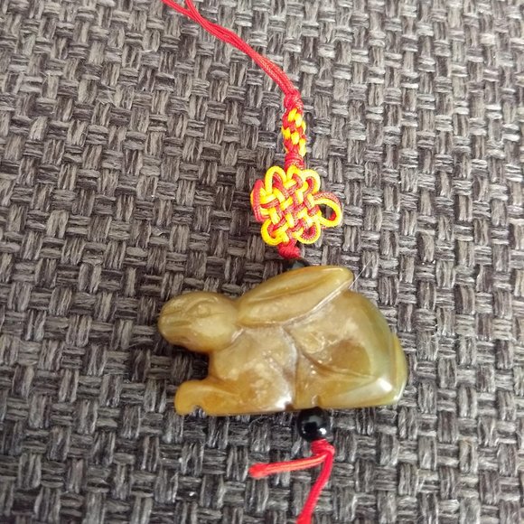 vintage 70s jade bunny rabbit dangler lanyard charm - Picture 2 of 7